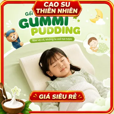 Gối cao su trẻ em Gummi Pudding 100% thiên nhiên - Ảnh 2