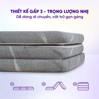 Nệm foam Goodnight Core (Akita) gấp 3 dày 8cm - Ảnh 7
