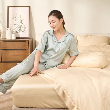 Bộ chăn ga lụa tencel cao cấp Amando Lagom 5 chi tiết màu kem/be - Ảnh 14