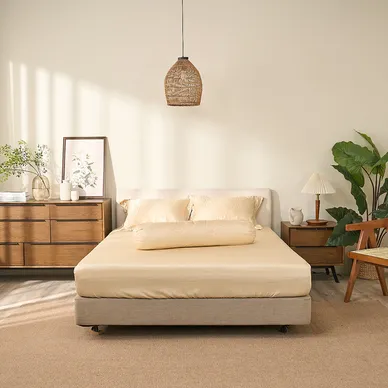 Bộ chăn ga lụa tencel cao cấp Amando Lagom 5 chi tiết màu kem/be - Ảnh 6