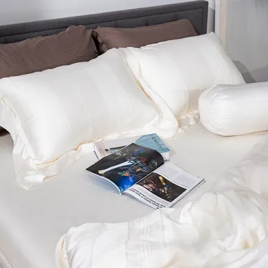 Bộ chăn ga lụa tencel cao cấp Amando Lagom 5 chi tiết màu kem/be - Ảnh 2