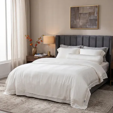 Bộ chăn ga lụa tencel cao cấp Amando Lagom 5 chi tiết màu kem/be - Ảnh 8
