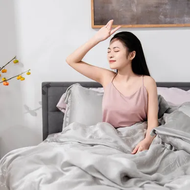 Bộ chăn ga Lụa tencel cao cấp Amando Lagom 5 chi tiết Màu Xám - Ảnh 12