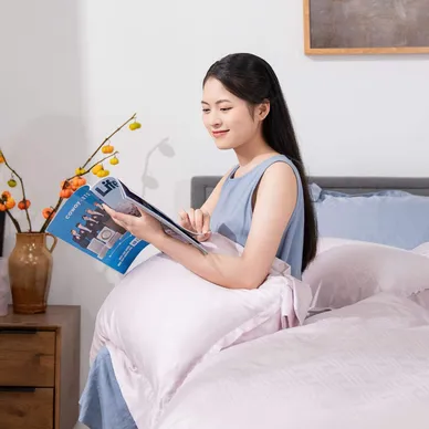 Bộ chăn ga Lụa tencel cao cấp Amando Lagom 5 chi tiết Màu Tím - Ảnh 12