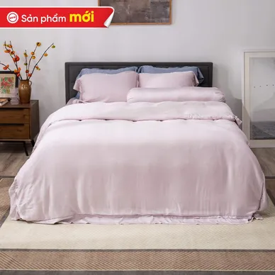 Bộ chăn ga Lụa tencel cao cấp Amando Lagom 5 chi tiết Màu Tím - Ảnh 5