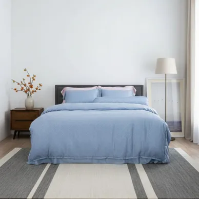 Bộ chăn ga Lụa tencel cao cấp Amando Lagom 5 chi tiết Màu Xanh dương - Ảnh 2