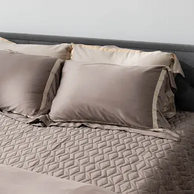 Bộ chăn ga phủ Lụa tencel cao cấp Amando Confident 5 chi tiết Màu Nâu - Ảnh 7