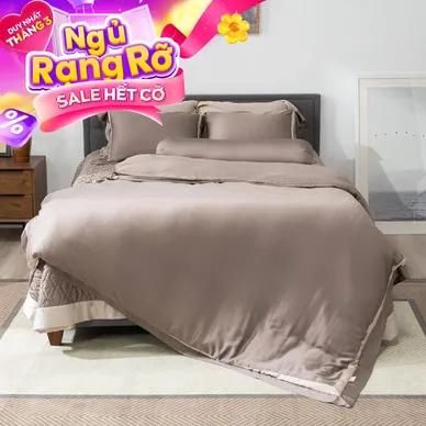Bộ chăn ga phủ Lụa tencel cao cấp Amando Confident 5 chi tiết Màu Nâu - Thumbnail