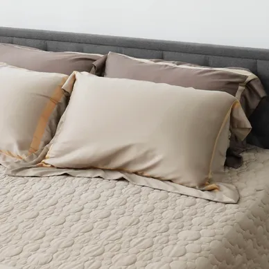 Bộ chăn ga phủ Lụa tencel cao cấp Amando Confident 5 chi tiết Màu Kem - Ảnh 7