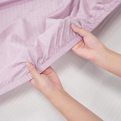 Bộ ga chun polyester gấm Amando Ellie đơn sắc 4 chi tiết Màu Tím - Ảnh 8