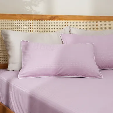 Bộ ga chun polyester gấm Amando Ellie đơn sắc 4 chi tiết Màu Tím - Ảnh 9