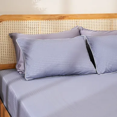 Bộ ga chun polyester gấm Amando Ellie đơn sắc 4 chi tiết Màu Xanh dương - Ảnh 8