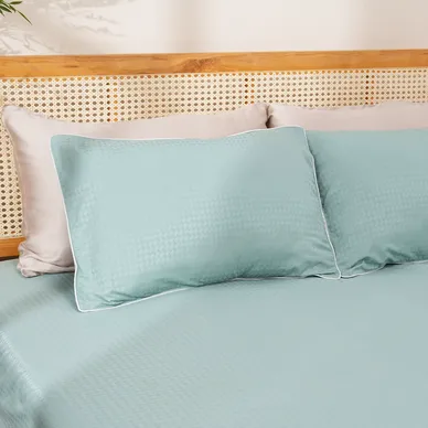 Bộ ga chun polyester gấm Amando Ellie đơn sắc 4 chi tiết Màu Xanh ngọc - Ảnh 7