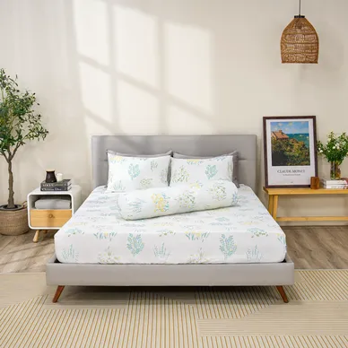 Bộ ga chun tencel Amando Celia 4 chi tiết màu trắng - Ảnh 5