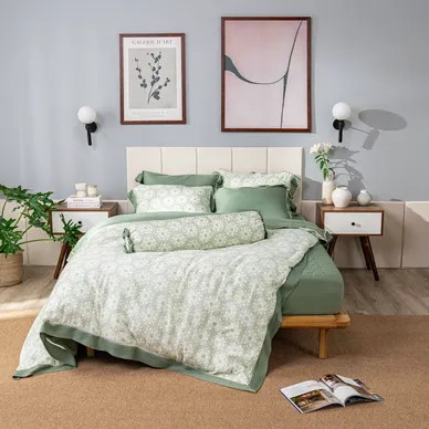 Bộ chăn ga chun sợi gỗ thiên nhiên Amando Jamila 5 chi tiết - Ảnh 6