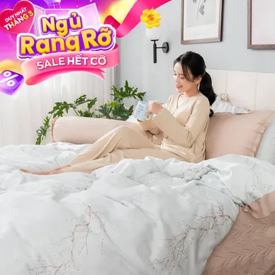 Bộ chăn ga phủ sợi gỗ thiên nhiên Amando Jamila 5 chi tiết LC001 - Thumbnail