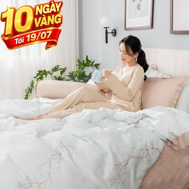 Bộ chăn ga phủ sợi gỗ thiên nhiên Amando Jamila 5 chi tiết LC001 - Thumbnail