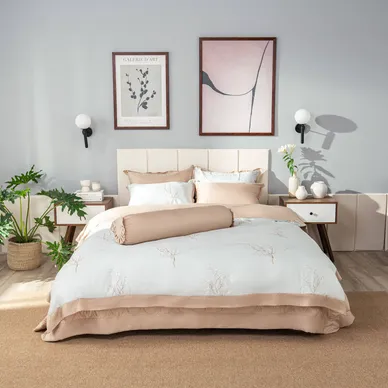 Bộ chăn ga phủ sợi gỗ thiên nhiên Amando Jamila 5 chi tiết LC001 - Ảnh 6