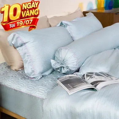 Bộ chăn ga chun chần Lụa Tencel cao cấp Amando Élan 5 chi tiết TC004 - Ảnh 2