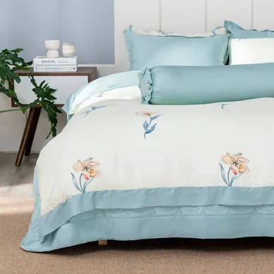 Bộ chăn ga phủ sợi gỗ thiên nhiên Amando Jamila 5 chi tiết LC002 - Ảnh 9