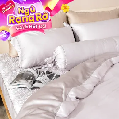 Bộ chăn ga phủ chần lụa tencel cao cấp Amando Élan 5 chi tiết (TC001 và TC005) - Ảnh 2