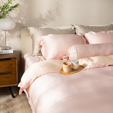 Bộ chăn ga phủ chần Lụa Tencel cao cấp Amando Élan 5 chi tiết TC002 - Ảnh 2