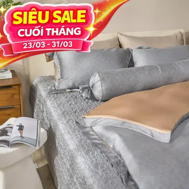 Bộ chăn ga phủ chần Lụa Tencel cao cấp Amando Élan 5 chi tiết TC003 - Ảnh 2