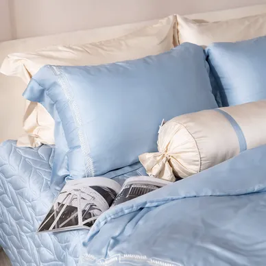 Bộ Chăn ga lụa tencel cao cấp Amando Soulmate 7 chi tiết màu Xanh - Ảnh 2