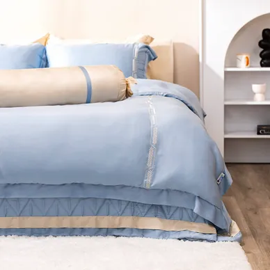 Bộ Chăn ga lụa tencel cao cấp Amando Soulmate 7 chi tiết màu Xanh - Ảnh 6