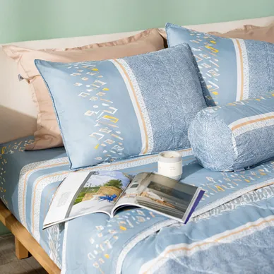 Bộ Ga chun microfiber Amando Ellie họa tiết 5 chi tiết M02 - Ảnh 2