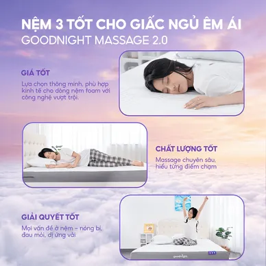 Nệm foam Goodnight Massage 2.0 (Hachi) giảm áp lực dày 15cm - Ảnh 3