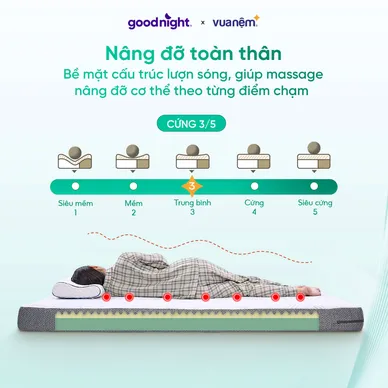 Nệm foam Goodnight Massage 2.0 (Hachi) giảm áp lực dày 15cm - Ảnh 2
