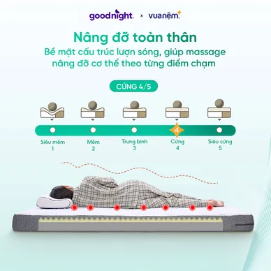 Nệm foam Goodnight Massage 2.0 (Hachi) giảm áp lực dày 15cm - Ảnh 3