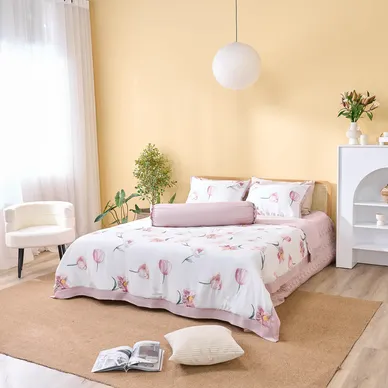 Bộ chăn ga phủ sợi gỗ thiên nhiên Amando Jamila 5 chi tiết LC008 - Ảnh 3