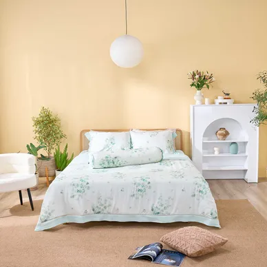 Bộ chăn ga chun sợi gỗ thiên nhiên Amando Jamila 5 chi tiết LC010 - Ảnh 5