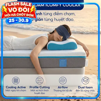 [BST Ngủ Mát] Nệm foam iComfy Coolax đa tầng thoáng mát, massage thư giãn dày 15cm - Ảnh 2