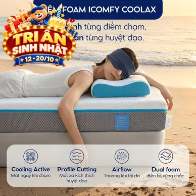 [BST Ngủ Mát] Nệm foam iComfy Coolax đa tầng thoáng mát, massage thư giãn dày 15cm - Ảnh 2