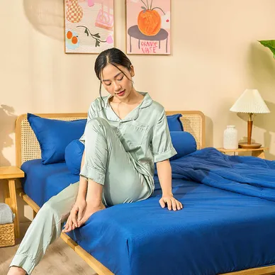 Bộ chăn ga chun Amando Rina 5 chi tiết thông thoáng, mềm mại - Ảnh 9