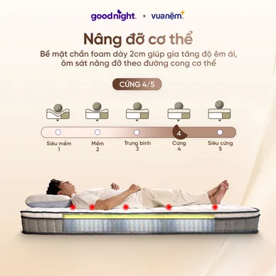 Nệm lò xo Goodnight SleepWave Hybrid (Sleep Wave 4.0) giảm tiếng ồn dày 20cm - Ảnh 12