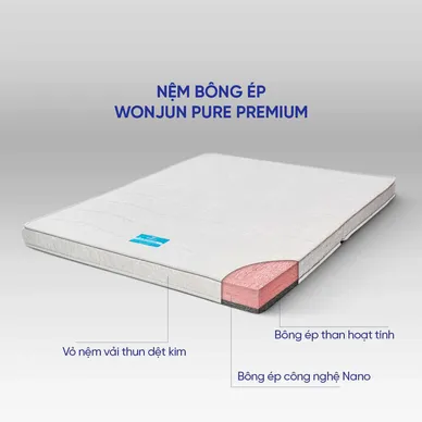 Nệm bông ép cao cấp Wonjun Pure Premium nâng đỡ vững chắc dày 12cm gấp 2 - Ảnh 11