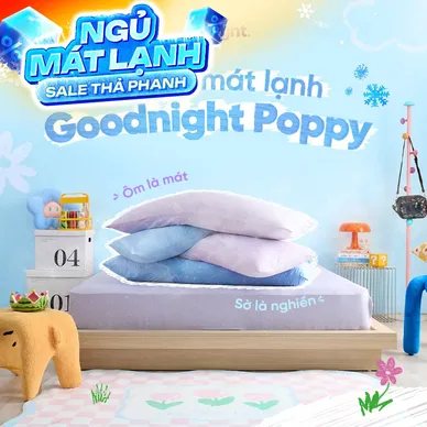 Gối ôm êm ái hiện đại Goodnight Poppy chuẩn công thái học, phù hợp với cơ thể người Việt (BST Ngủ Mát) - Thumbnail