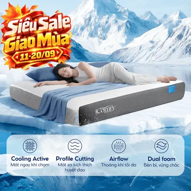 [BST Ngủ Mát] Nệm foam iComfy Coolax Plus Băng Lạnh Đa Tầng Dày 20cm - Ảnh 2