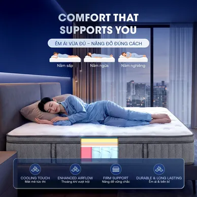 Nệm lò xo Spring Air Back Supporter Firm Cool nâng đỡ làm mát dày 26cm - Ảnh 7