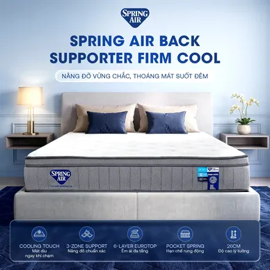 Nệm lò xo Spring Air Back Supporter Firm Cool nâng đỡ làm mát dày 26cm - Ảnh 3