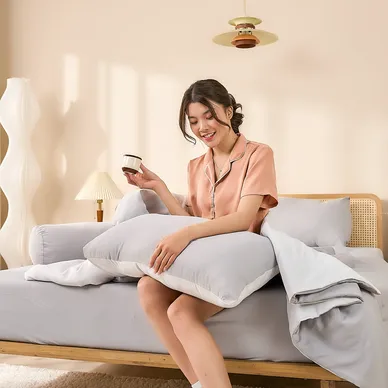 Bộ ga chun tencel Amando Celia 5 chi tiết màu trơn tinh tế - Ảnh 13