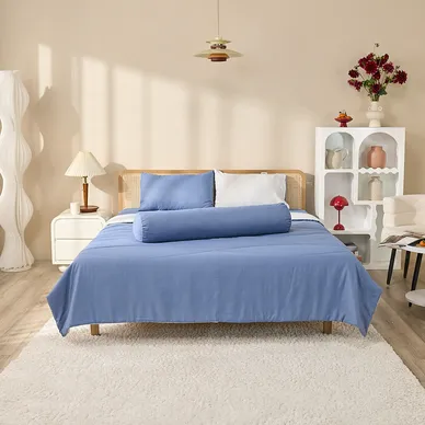 Bộ ga chun tencel Amando Celia 5 chi tiết màu trơn tinh tế - Ảnh 7