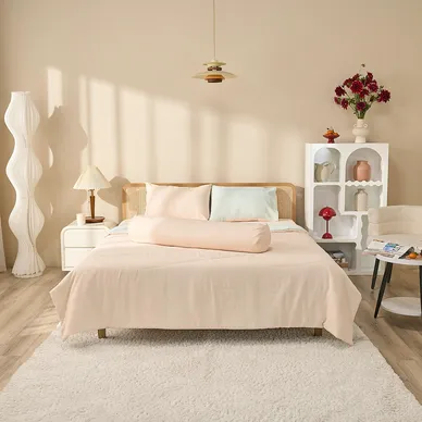 Bộ ga chun tencel Amando Celia 5 chi tiết màu trơn tinh tế - Ảnh 3