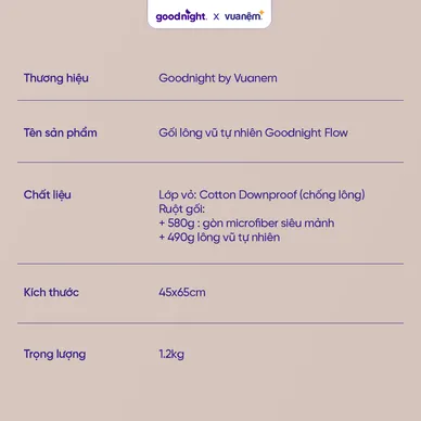 Gối lông vũ tự nhiên Goodnight Flow - Ảnh 10