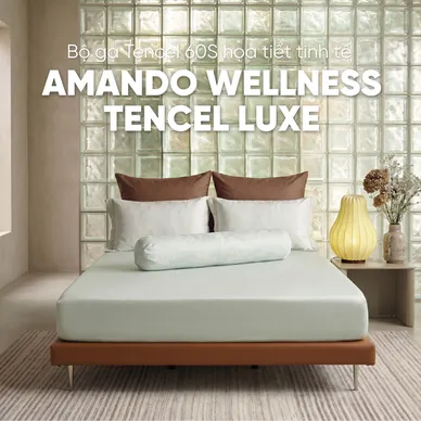 Bộ ga chun Tencel 60S họa tiết tinh tế - Amando Wellness Tencel Luxe - Ảnh 2