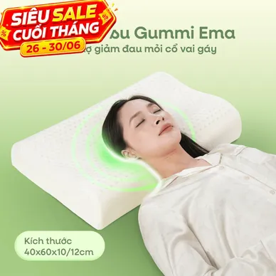 Gối cao su Gummi Ema giảm đau mỏi cổ vai gáy, thiết kế 2 đầu thích hợp cho cả nam và nữ, kích thước 40*60 - Thumbnail